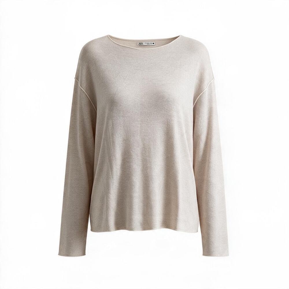 Zara Women Light Pink Lightweight Long Sleeves Pull Over Knit Sweater Size S